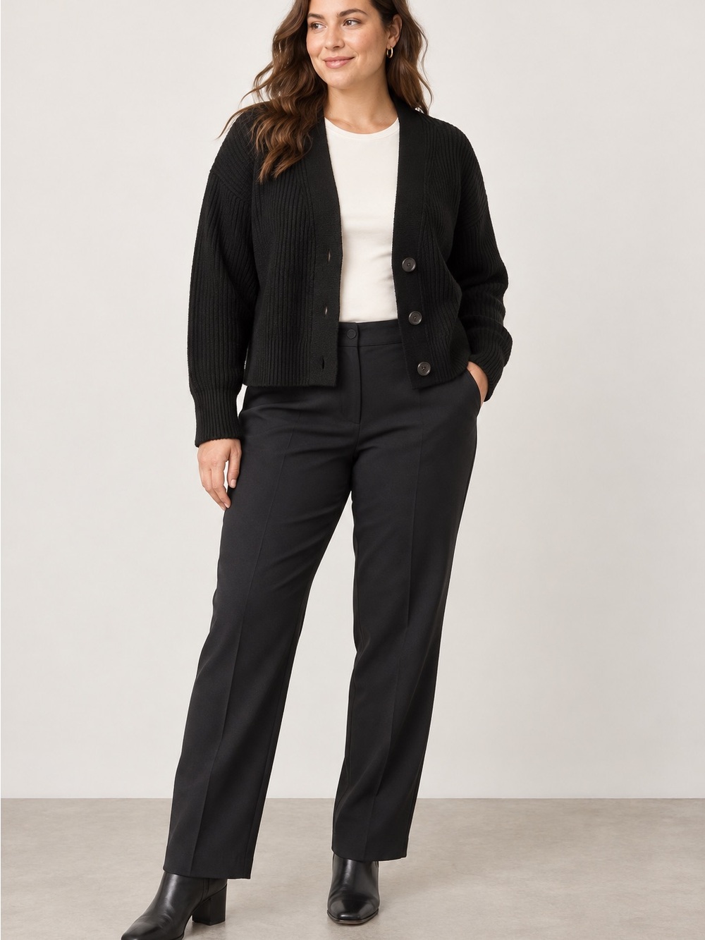 On 34th Black Three-Button Shaker Knit Cardigan Size L